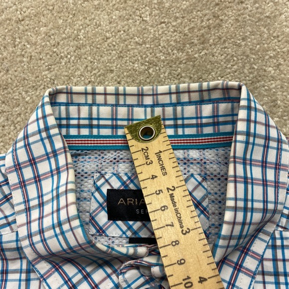 Ariat Pro Series Shirt Mens Large Plaid Short Sleeve Button Down Western Preppy - Picture 7 of 9